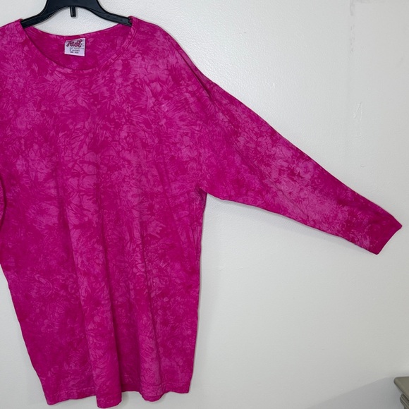 Fast Fashion 100% Cotton Vibrant Fuchsia Long Sleeve Tie Dye Top - Picture 5 of 10